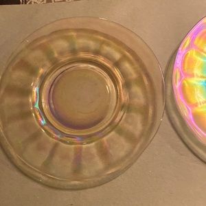 Vintage carnival glass plates very pretty